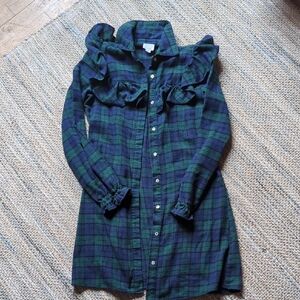 Plaid Ruffle Button-Up Shirt Dress